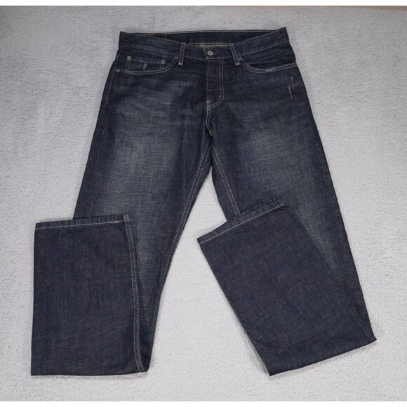 Levi's 514 Slim Straight Dark Blue Denim Jeans Size 32 x 34 100% Cotton - Picture 1 of 16